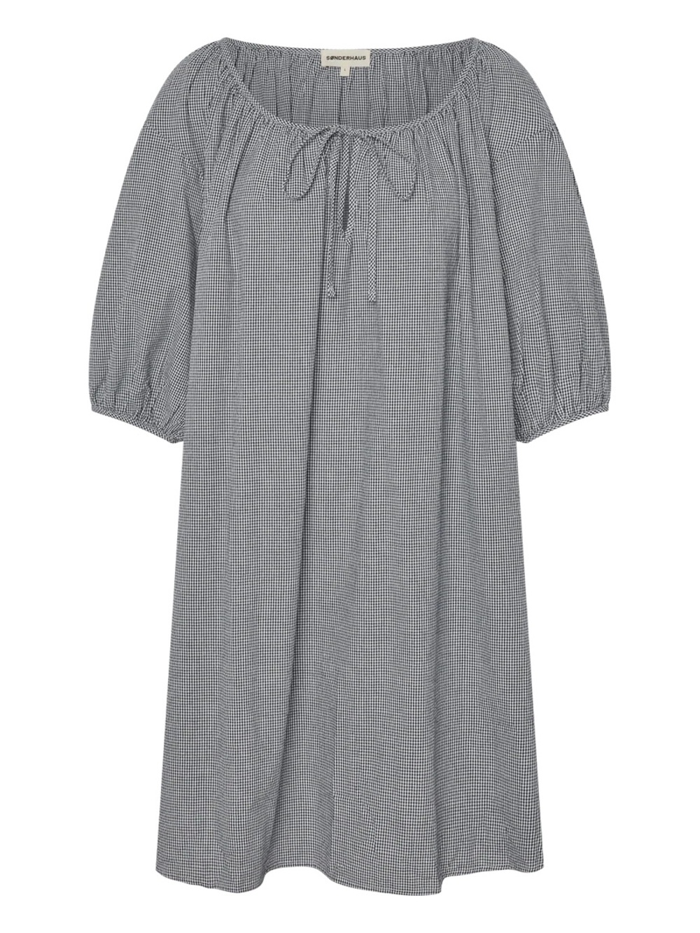 Sonderhaus Lawn Dress Black & White Gingham Puff Sleeve (XS) - Picture 3 of 7